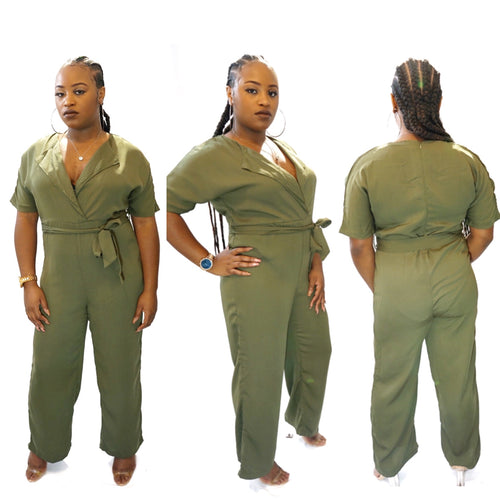 (The Kimberly 3/4 Sleeve Jumpsuit-Olive)(jumpsuits)(shopdaraee)(shopdaraee)